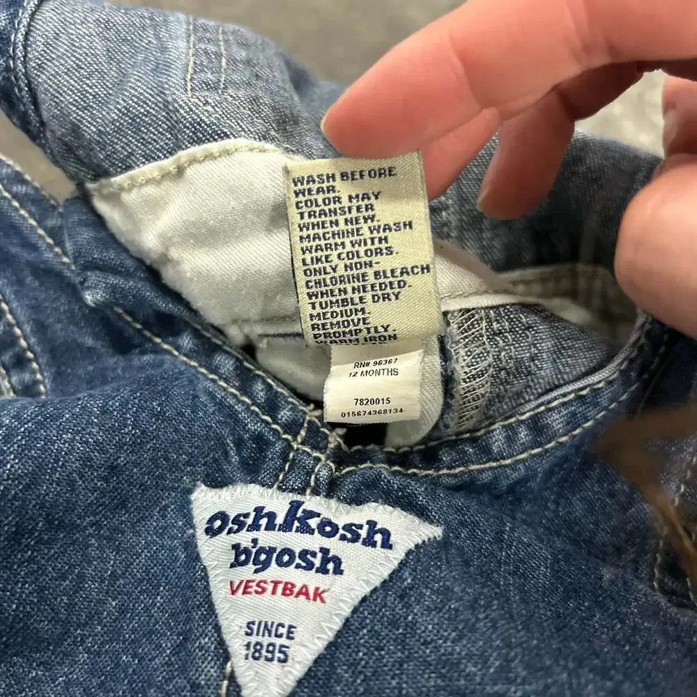 OshKosh B'gosh Vintage Denim Shortalls Overalls Size 12 Months